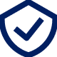Blue shield and check symbol