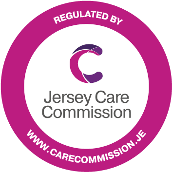Jersey Care Commission logo, purple circle.